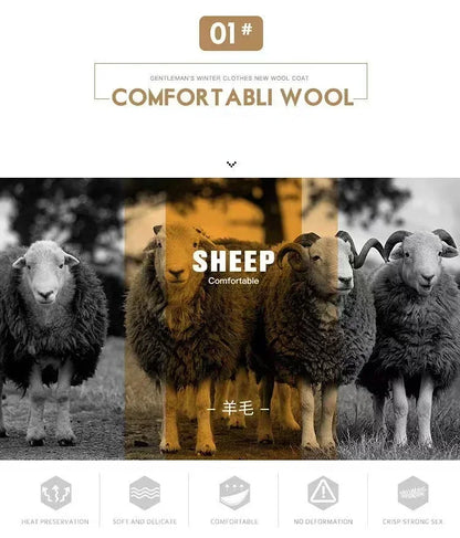 Men Fashion Autumn Winter Wool Trench Coats Fashion Middle Long Jacket Male Double Collar Zipper Coat Windbreak Woolen Overcoat