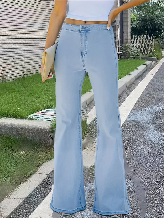 European and American hot girl flared jeans for women, comfortable high stretch, high-waisted slimming and versatile flared pant