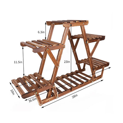 Wooden Plant Stand Holder 6 Tier Flower Pot Rack Corner Display Shelf for Indoor Outdoor