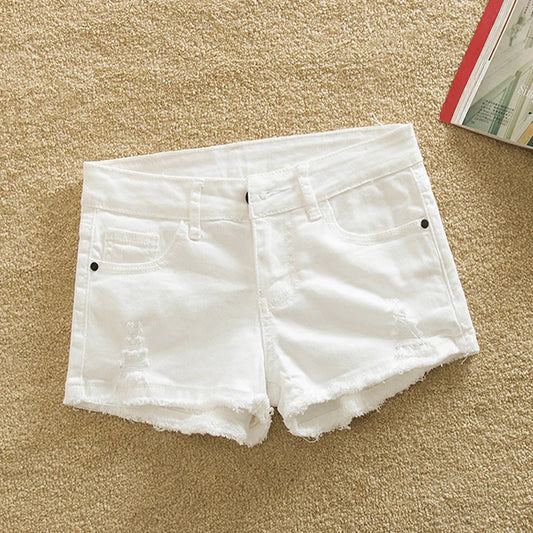 Women White High Street Denim Shorts Casual High Waist A-line Jean Shorts Women Office Trousers Streetwear Summer Short Pants