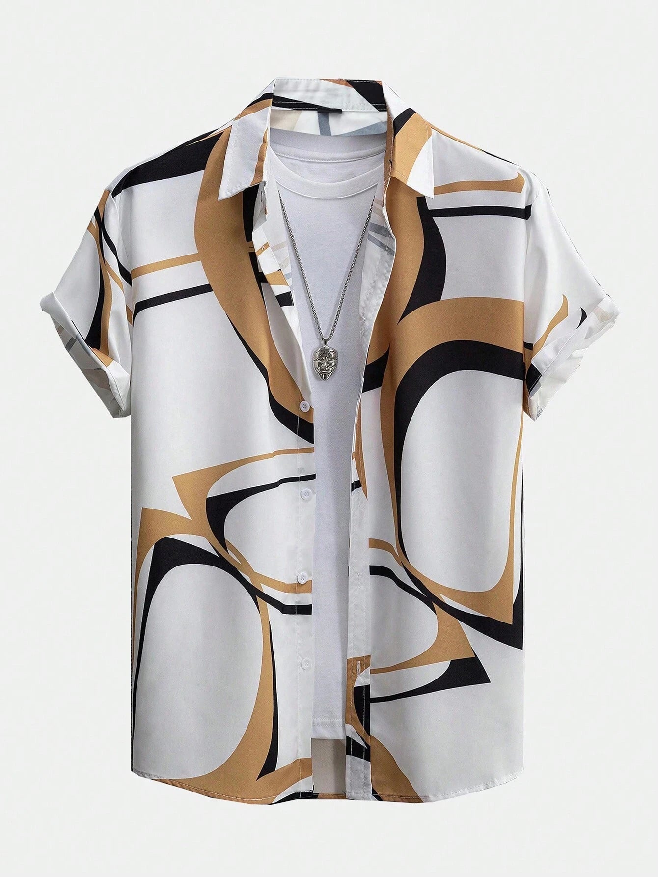 Men's Coconut Tree Graphic Print Short Sleeve Lapel Shirt Tops Men's Casual Button-Down Shirts For Summer Daily Wear And Resort