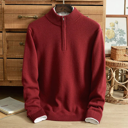 Super Soft Cashmere Sweater Men's Fit Half Zipper Turtlenecks Sweater Wool Warm Knitted Shirt Business Casual Underlay