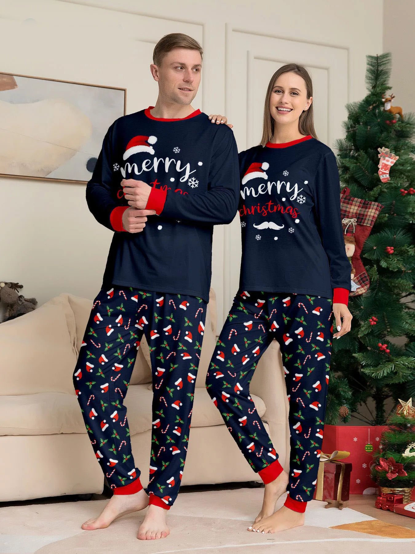 Christmas Pyjamas Family Matching Set 2025 Adult Mother Father Kids 2Pcs Xmas Pajamas Outfits Baby Look Sleepwear Dog Clothes