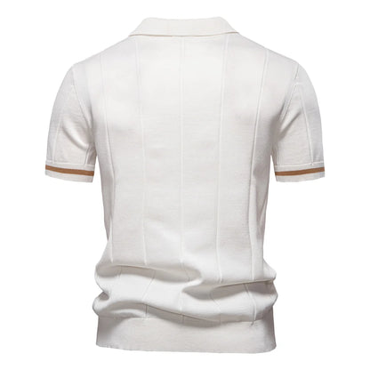 AIOPESON Men's Solid Color Sport Zipper Polo Shirt Athletic Social Polo Shirts for Men Office Slim Fit Polo