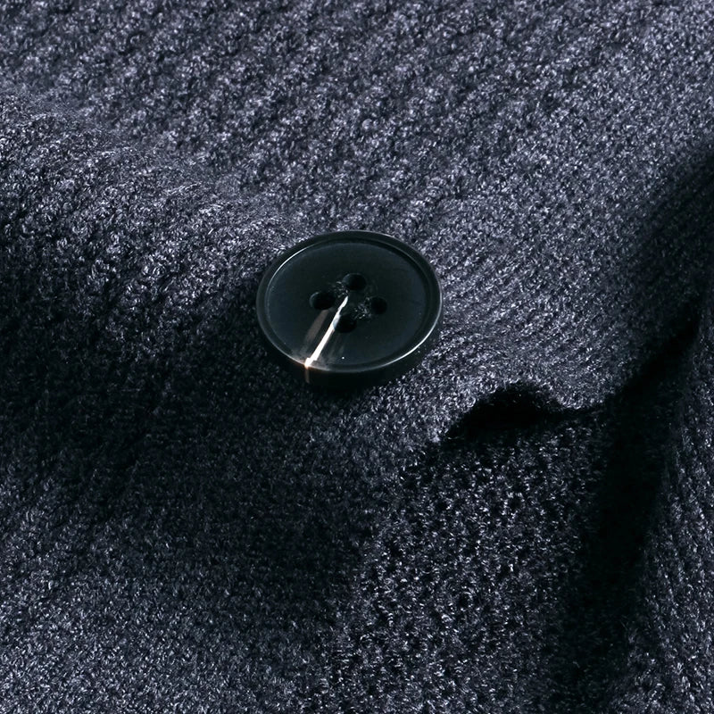 High-quality Men's Delicate Hollow Knit Cardigan, Lapel Single-breasted Button Autumn Sweater Versatile Knitwear for Daily Wear.