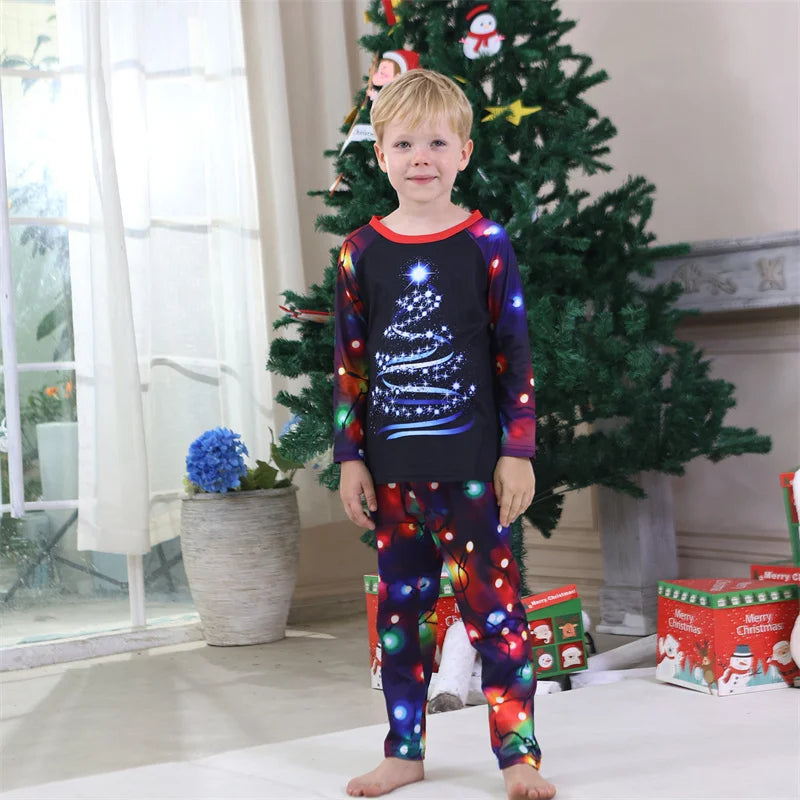 Christmas Family Matching Sets 2025 Father Mother Children Cartoon Pajamas+Pants 2Pcs Xmas Parent-Children Homewear Clothes Suit