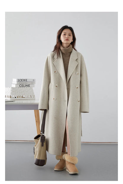 CHIC VEN Women Long Double-sided Woolen Coats Retro Loose Female Overcoat Double Breasted Ladies Windbreak Autumn Winter 2025
