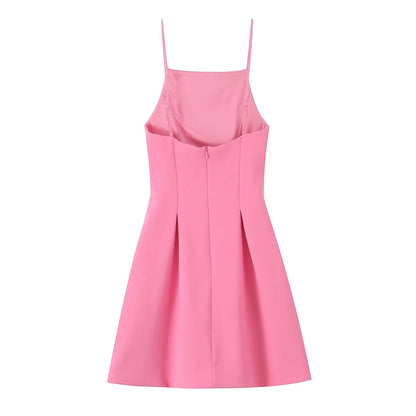 Ladies Pink Spaghetti Strap Dress