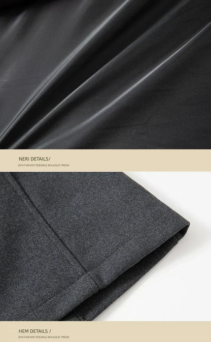 Men Fashion Autumn Winter Wool Trench Coats Fashion Middle Long Jacket Male Double Collar Zipper Coat Windbreak Woolen Overcoat