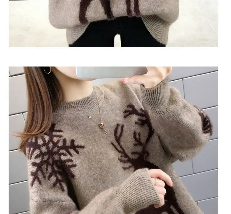 Autumn Winter New Long Sleeve Knitting Pullovers O-Neck All-match Loose Plus Size Sweet Sweaters Fashion Casual Women Clothing