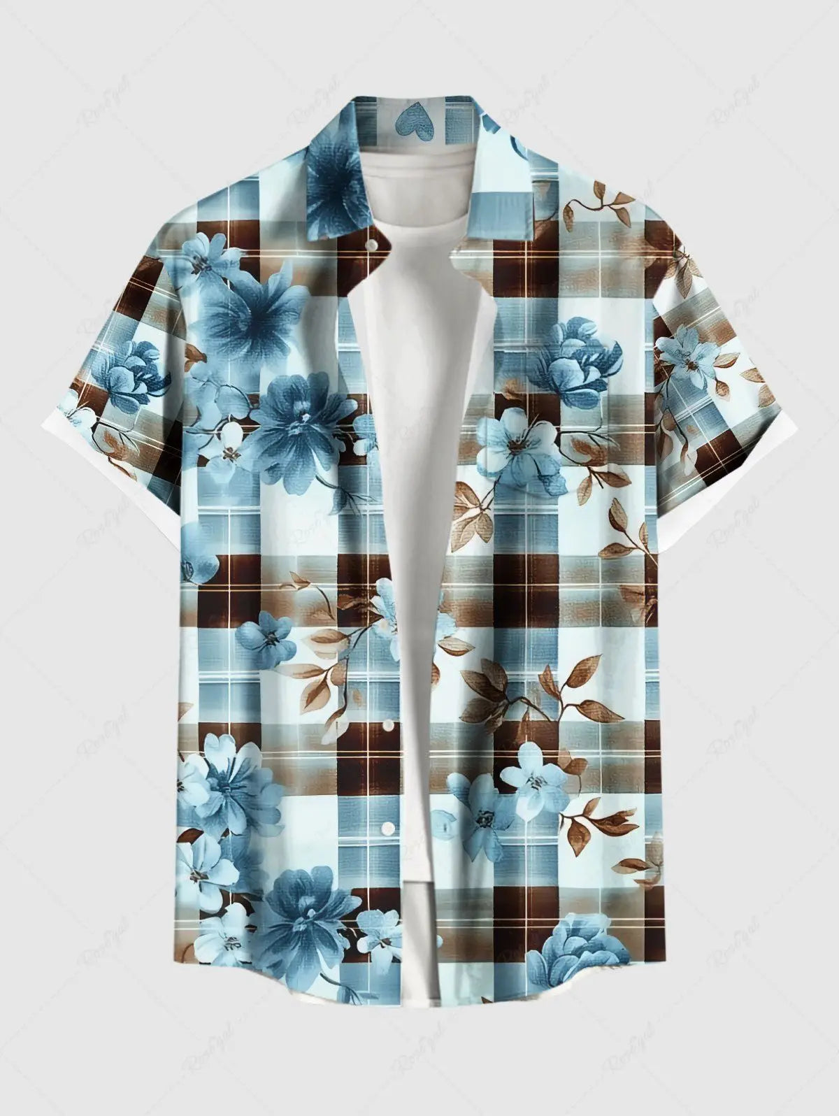 Summer Men's Hawaiian Shirts 3D Printed Short Sleeved Button Down Lapel Shirt
