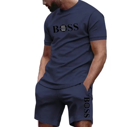 Men's two-piece sportswear short sleeved T-shirt and pants running and fitness sportswear big discount summer 2025