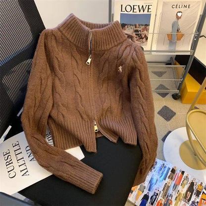 2025 New Fashion Autumn Winter Sweater Women Jacket Long Sleeves Loose Knitted Cardigan Coat Female Warm Outerwear Ladies Tops