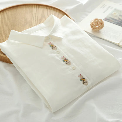 Women's clothing summer 2025 novelty short sleeve lapel white embroidery shirts and blouses stylish stylish women's blouse