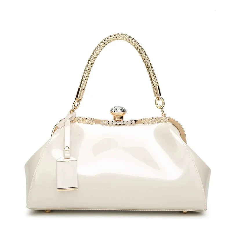 Trendy Fashionable Versatile Patent Leather Women's Handbag 2022 New Style Bright Face Clasp Diamond Lock Crossbody Wedding Bag