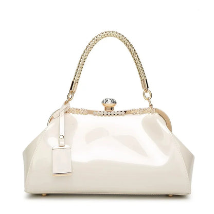 Trendy Fashionable Versatile Patent Leather Women's Handbag 2022 New Style Bright Face Clasp Diamond Lock Crossbody Wedding Bag