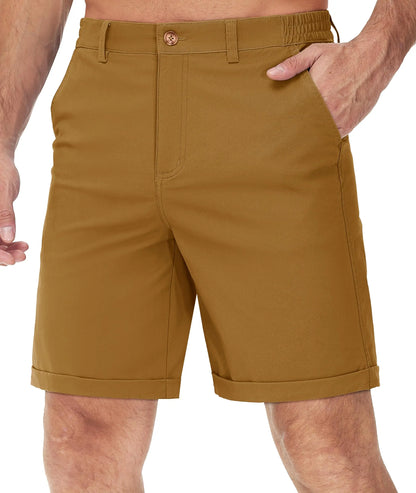 Summer Casual Shorts Mens Fit 7 Cotton Cargo Shorts Multi-pockets Rolled Leg Design Hiking Golf Shorts Streetwear Male