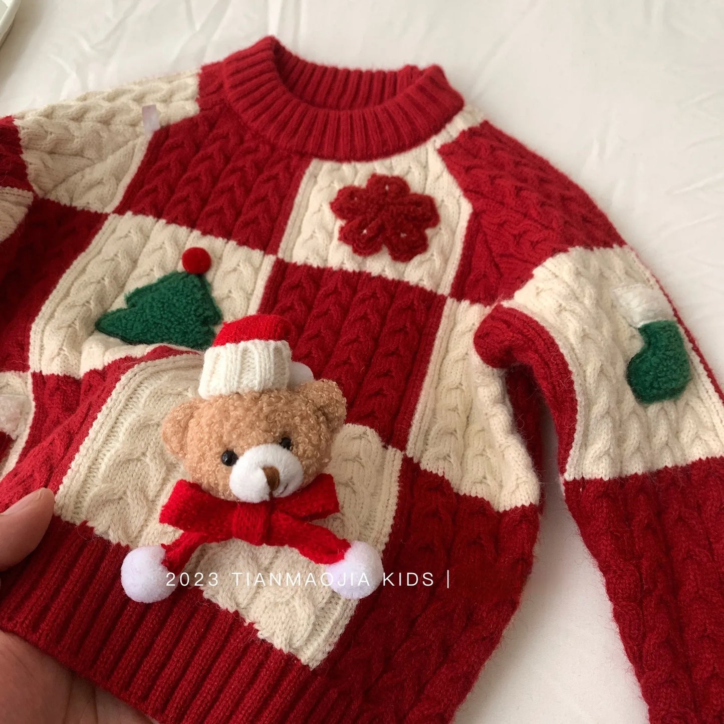 Girl's Thick Warm Knit Christmas Sweater Woolen Autumn Winter Top for Children Kids Baby Infants
