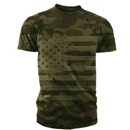 Summer Men's Classic Retro 3D Printed T-shirt Comfortable European and American Tough Guy Wind Speed Dry O-neck Loose Top Shirt