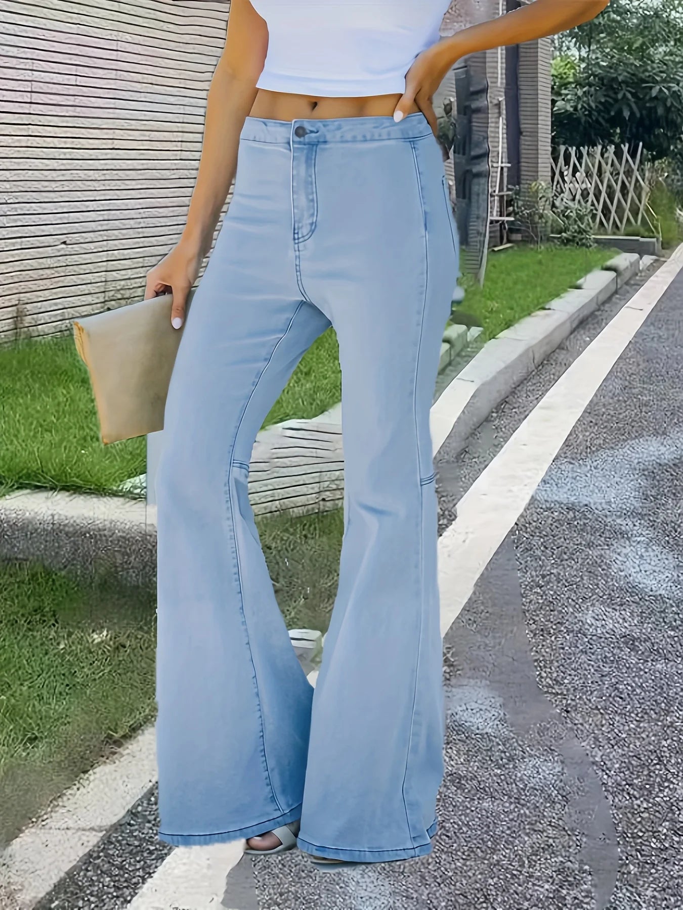 European and American hot girl flared jeans for women, comfortable high stretch, high-waisted slimming and versatile flared pant