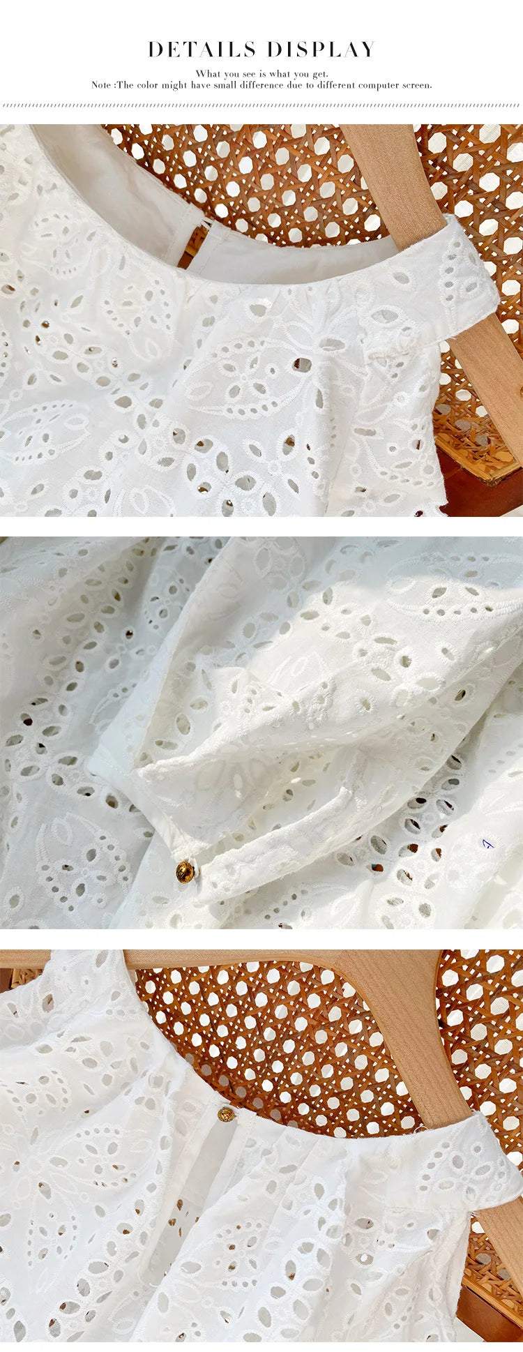 2025 Spring New Women's French White Shirt Splicing Lace Embroidery Design Ladies Shirt Long Sleeve Casual Holiday Beach Tops