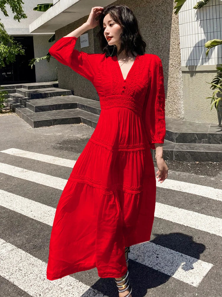 GypsyLady Elegant Vintage Chic Midi Dress Cotton White Boho Autumn Spring Holiday Women Long Sleeve Ladies Dresses Vestidos 2XXL