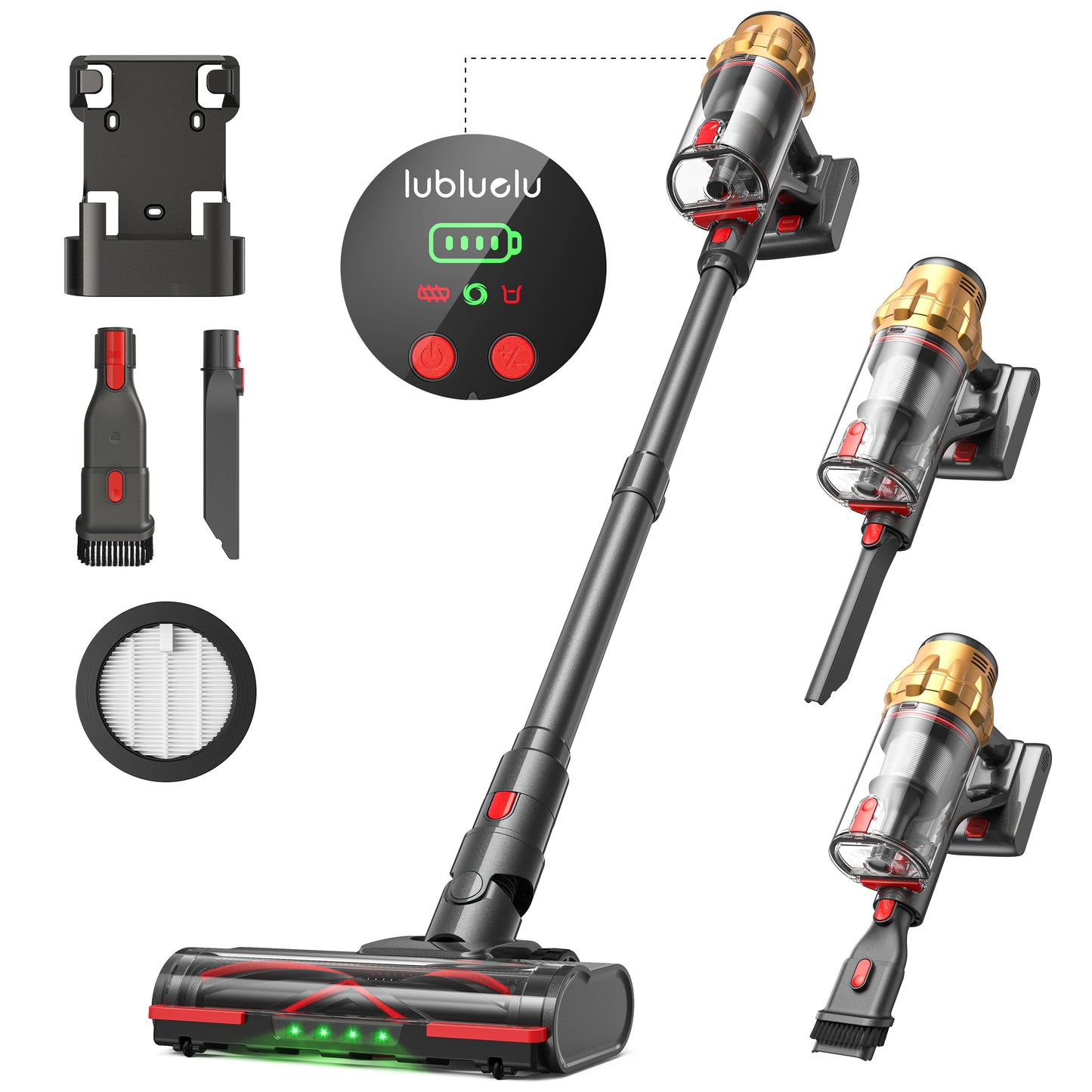 Lubluelu G11 Cordless Vacuum Cleaner 550W Powerful Suction Anti-Tangle Brush 50 Mins Runtime for Pet Hair on Hard Floor Carpet