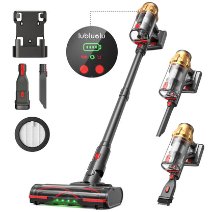 Lubluelu G11 Cordless Vacuum Cleaner 550W Powerful Suction Anti-Tangle Brush 50 Mins Runtime for Pet Hair on Hard Floor Carpet