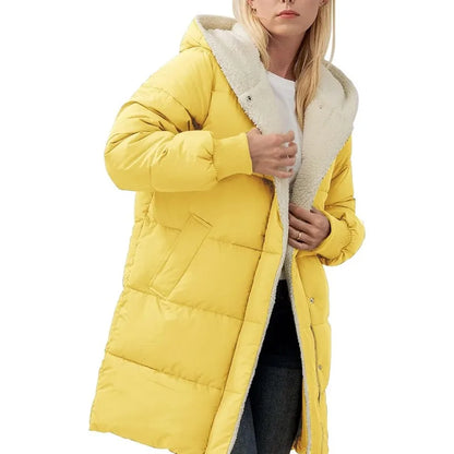 Womens Winter Warm Coats Sherpa Fleece Lined Long Hooded Puffer Jacket