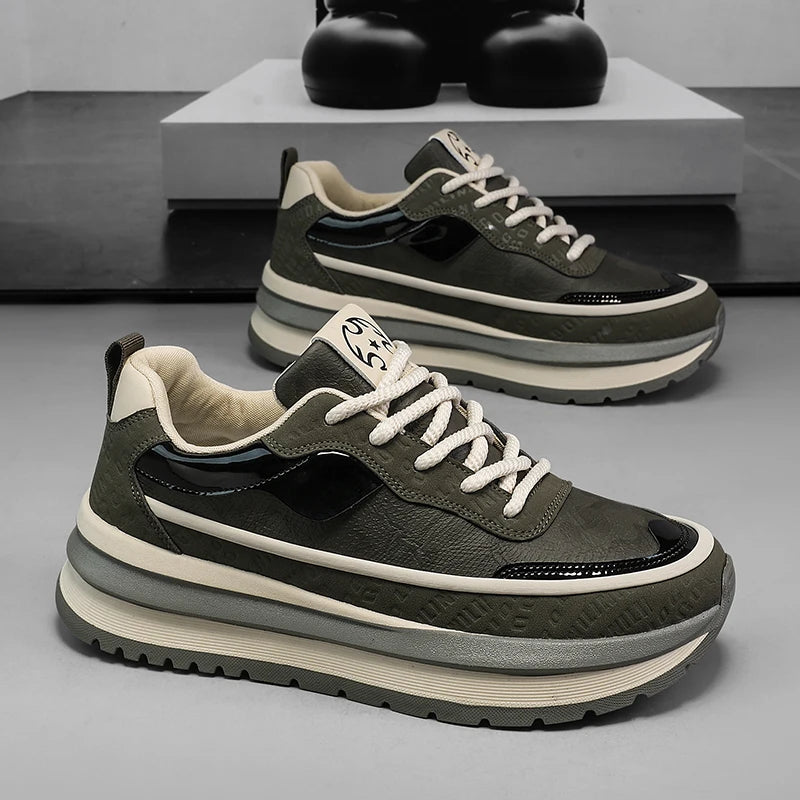 PARZIVAL Men Sneakers Casual Shoes Fashion Outdoor Sports Shoes Runner Tenis Trainer Leather Running Shoes Breathable Men Shoes