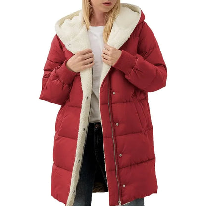 Womens Winter Warm Coats Sherpa Fleece Lined Long Hooded Puffer Jacket