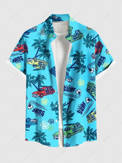 Summer Men's Hawaiian Shirts 3D Printed Short Sleeved Button Down Lapel Shirt