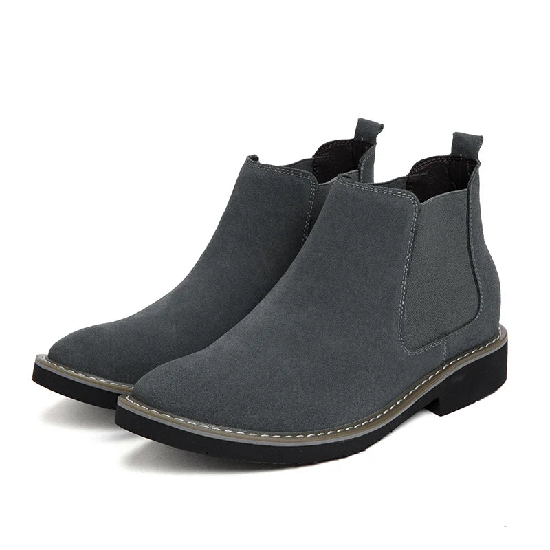 Ankel Boots Men Leather Outdoor Height Increase Insole 6cm Man Elevator Shoes Plus Size 36-48