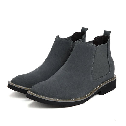Ankel Boots Men Leather Outdoor Height Increase Insole 6cm Man Elevator Shoes Plus Size 36-48