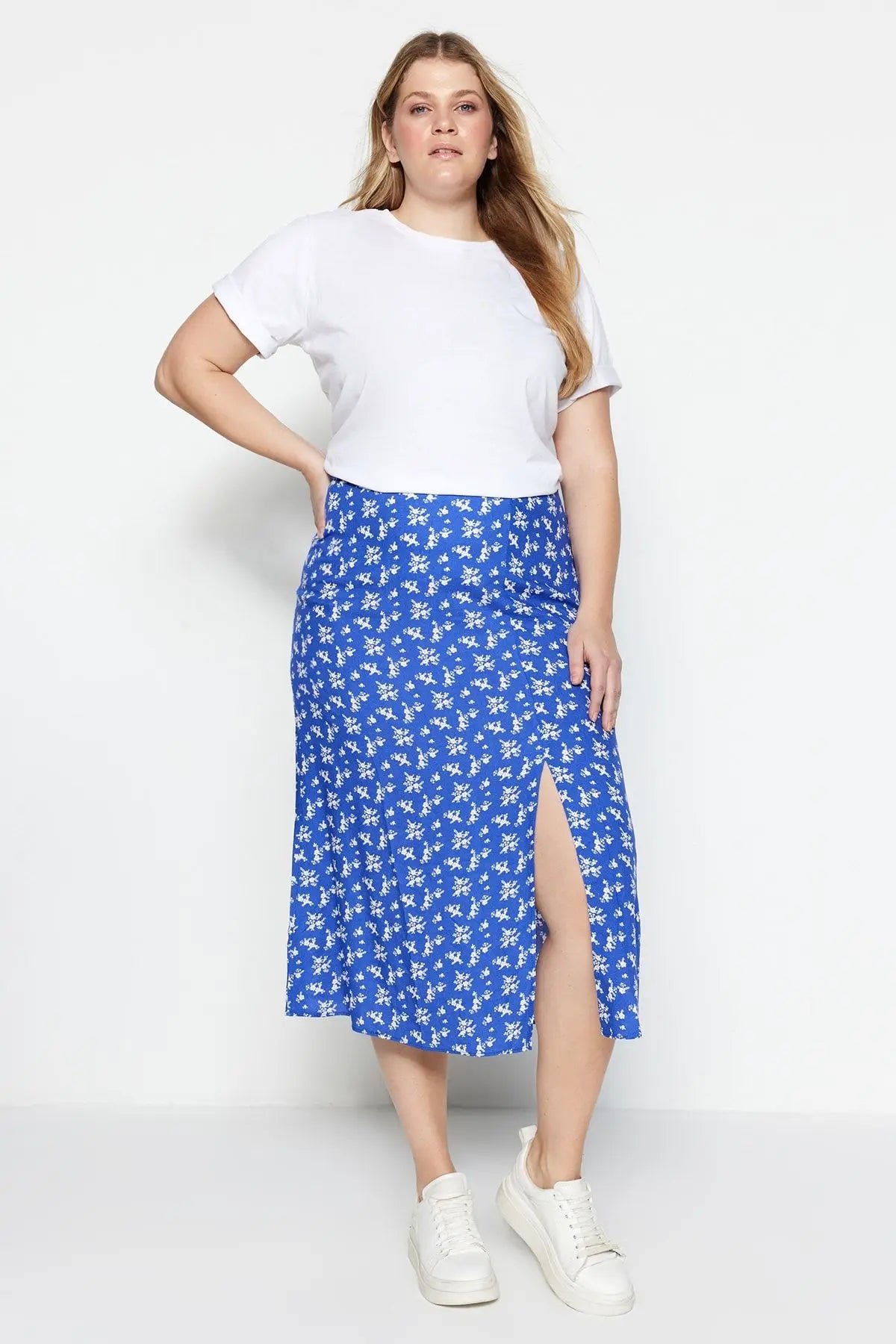 Trendyol TYZA Women's Plus Size Skirts Casual Animal Print Woven Plus Size Clothes Animal Print Skirts Casual