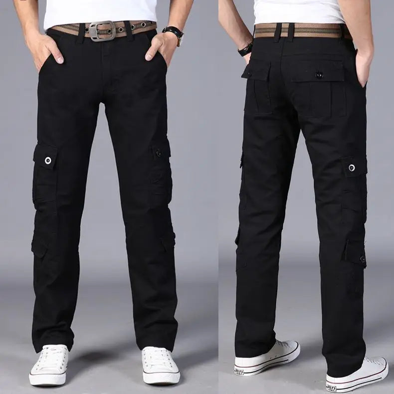 Four Seasons Male loose straight tube multi bag wear-resistant and durable auto repair express work pants, special soldier pants