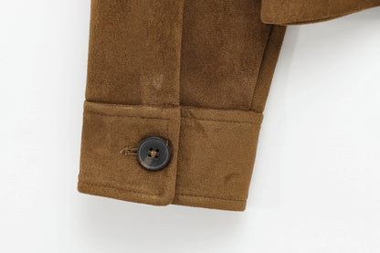 TRAF Women's Suede Texture Jacket 2025 Fashion Long Sleeve Cropped Coats Women Casual New In Outerwear