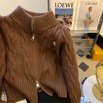 2025 New Fashion Autumn Winter Sweater Women Jacket Long Sleeves Loose Knitted Cardigan Coat Female Warm Outerwear Ladies Tops