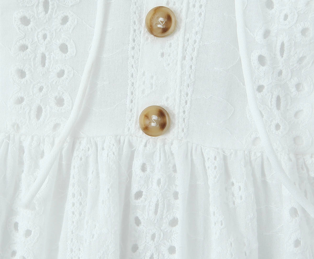 Evening Party Embroideryed Dress Elegant Summer Solid Color White Lace dress Off Shoulder Short Dress Front Tie Back Shirred