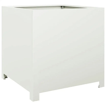 50x50x50 cm White Steel Garden Planter - Durable Outdoor Plant Pot for Flowers & Vegetables