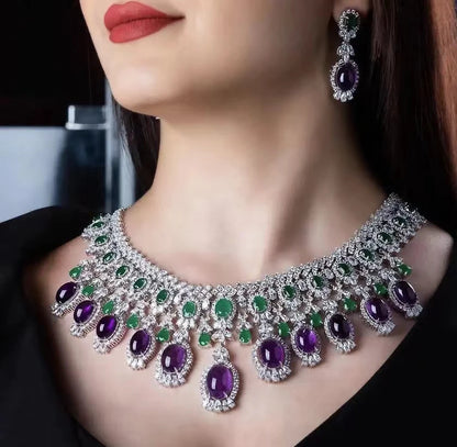 New Luxury 4-piece  Crystal Necklace  Jewelry Set