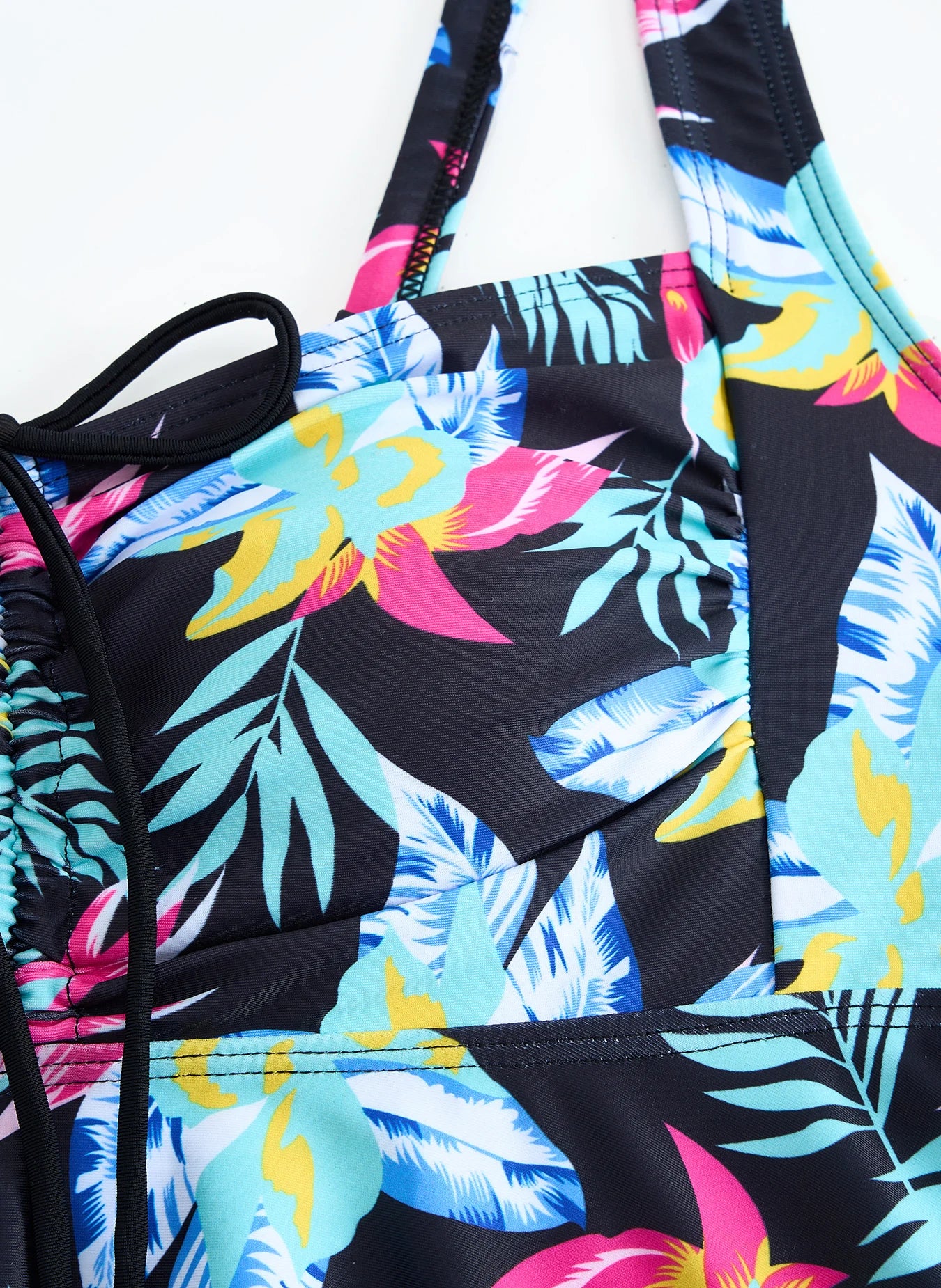 2025 Drawstring Tankini Set Two Piece Swimsuit Box Short Women Floral Printed Swimwear Female Bathing Suit Beachwear Swimming