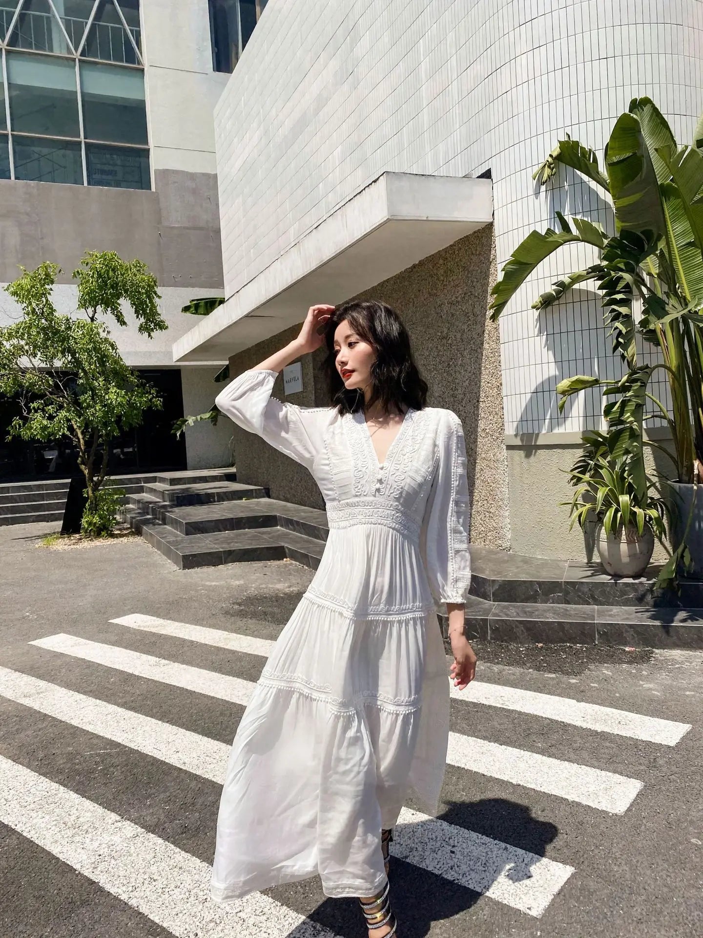 GypsyLady Elegant Vintage Chic Midi Dress Cotton White Boho Autumn Spring Holiday Women Long Sleeve Ladies Dresses Vestidos 2XXL