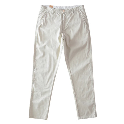 2025 Summer New American Retro Thin Micro Elasticity Casual Pants Men's Simple 97% Cotton Slim CHINO Business Straight Trousers