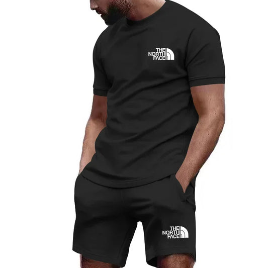 2025 Summer Sports Men's Jogging Casual T-shirt + Shorts 2-piece breathable and quick-drying set