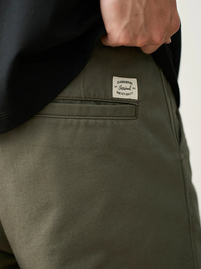 SIMWOOD 2025 Spring Summer New Loose Straight 320gsm 100% Cotton Fabric Chinos Pants Men Smart Casual Trousers