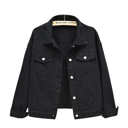 Women's Denim Jacket Single-breasted Lapel Coat Fashion Casual Tops