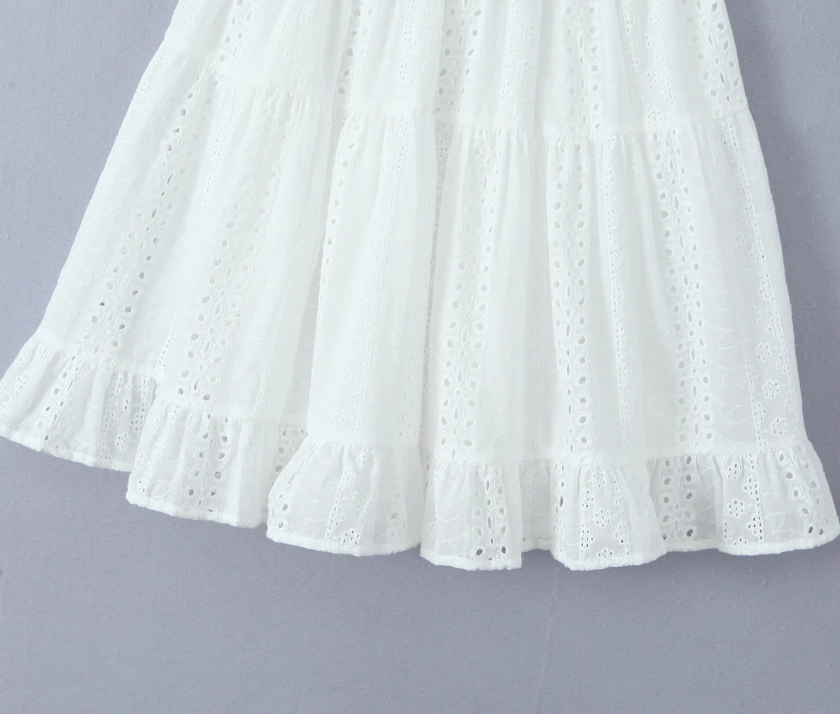 Evening Party Embroideryed Dress Elegant Summer Solid Color White Lace dress Off Shoulder Short Dress Front Tie Back Shirred