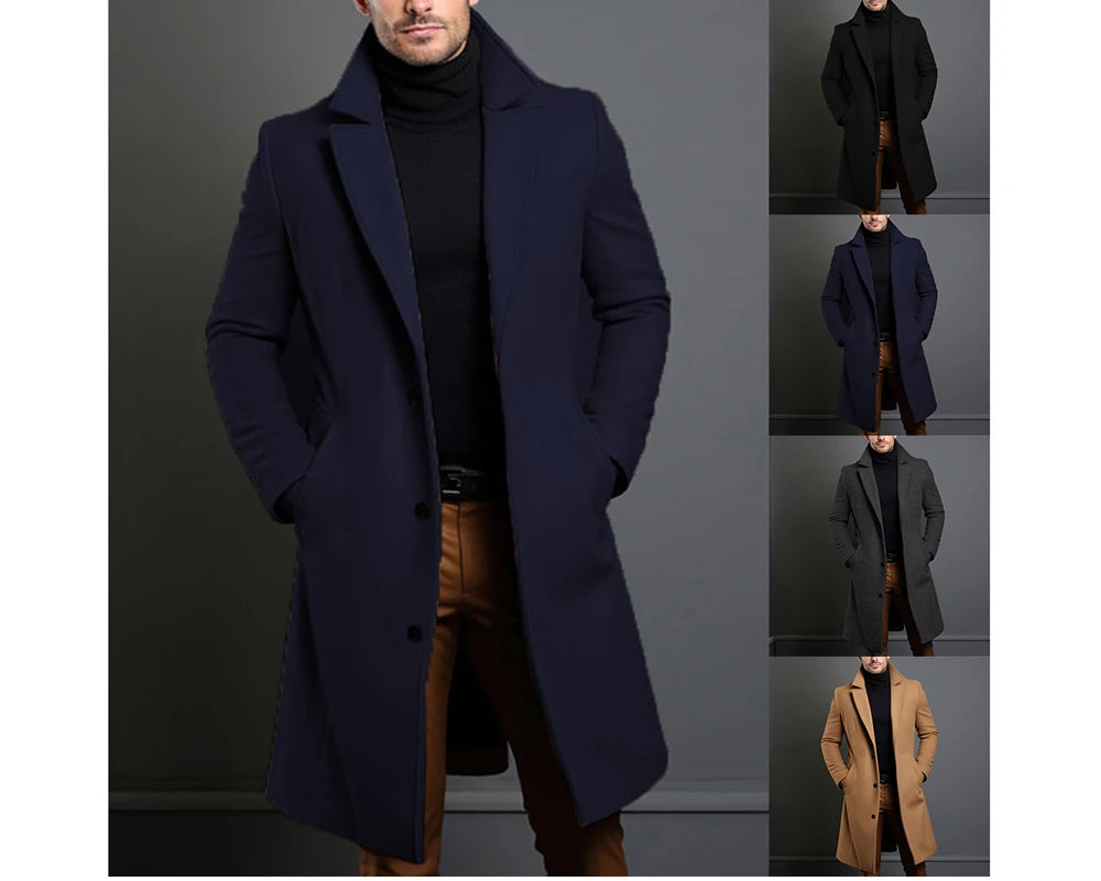 Winter Men's Trench Coats Luxury Male Mid-Long Warm Wool Jackets Casual Mens Business Comfortable Overcoat Clothing
