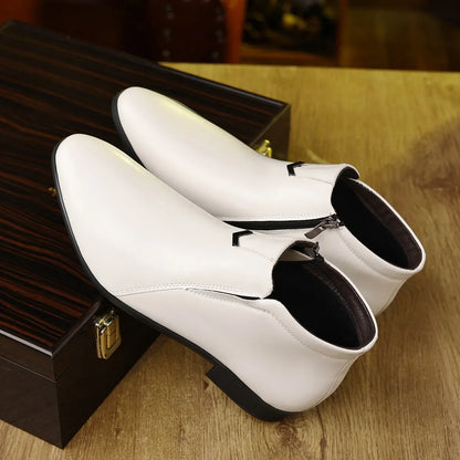 Luxury Mens Boots Fashion High-top Casual Leather Boot Business Dress Boots for Men Retro Zipper Ankle Boots Big Size48Botas2025